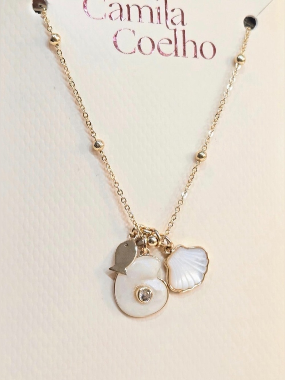 NWT ⚜️🐚⚜️ Camila Coelho Gold Toned Necklace with Fish And Shells Charms